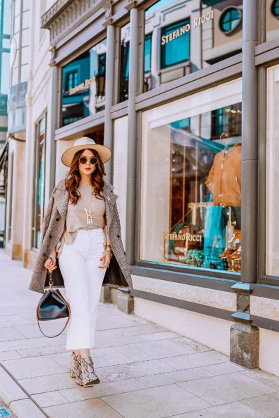 Girl walking down Rodeo Drive