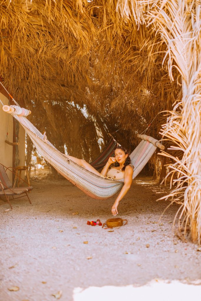 Girl in hammock at Kfar Hanokdim Israel