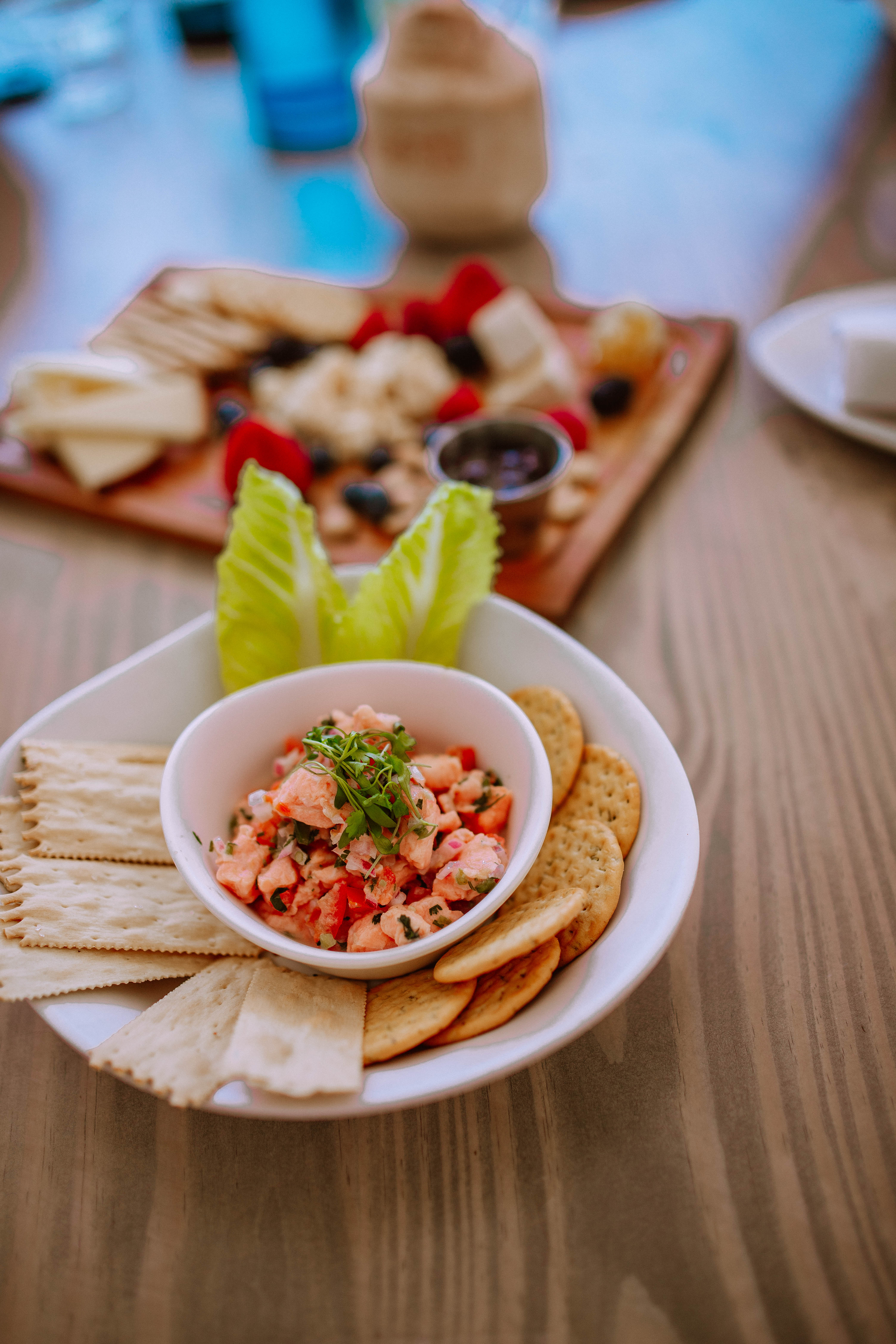 Ceviche and a charcuterie board at the Oasis Shore Club Chicago