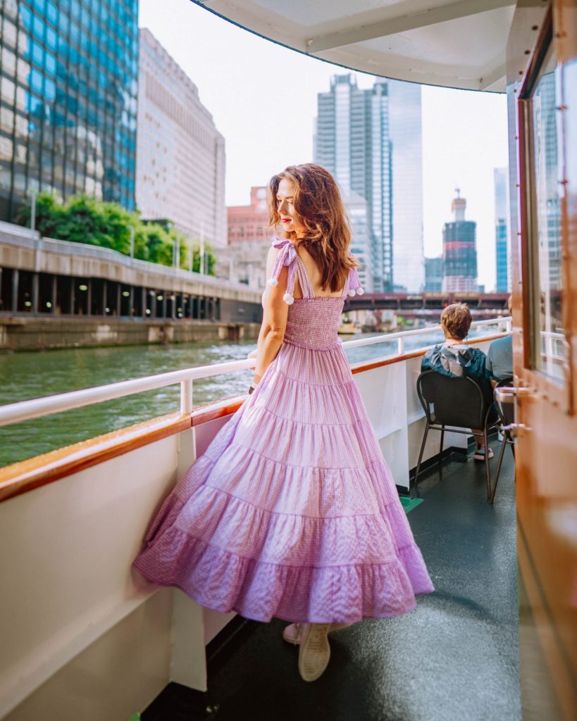 Gir wearing a dress on board Chicago's first lady cruises